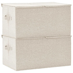 Acheter Maison Chic Lot de 2 Boîtes de rangement,Boîtes de stockage Tissu 50x30x25 cm Crème -MN715628