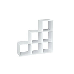 Mpc Etagère escalier 6 compartiments blanc (lxhxp): 104,5 x 107,5 x 29 cm