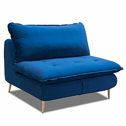 Inside 75 Fauteuil lit convertible express LISBONNE 70cm sommier à lattes matelas 13cm velours bleu 