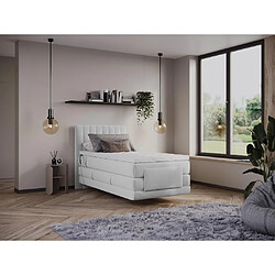 Vente-Unique Ensemble complet boxspring tête de lit coutures verticales + sommiers relaxation électrique + matelas + surmatelas - 100 x 200 cm - Velours - Gris clair - DONISI de PALACIO