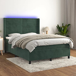 vidaXL Sommier à lattes de lit matelas et LED Vert foncé 140x200 cm 