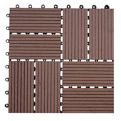 Decoshop26 Carrelage de sol WPC balcon terrasse aspect bois 11 pièces 30x30cm 1m² décalage en teck couleur café 04_0005442 pas cher