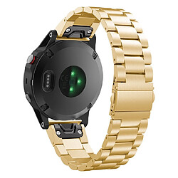 Wewoo Bracelet pour montre connectée de en acier inoxydable à trois perles Garmin Fenix 5taille 26 mm doré