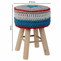 Acheter Tabouret Alexandra House Living Bleu Bambou Pin Éponge Bois MDF 32 x 44 x 32 cm