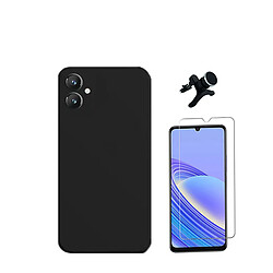 Kit de film en verre trempé de la couverture en 5D + boîtier en silicone liquide + porte-voiture renforcé Phonecare pour Samsung Galaxy A05 - le noir 