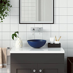 vidaXL Lavabo de salle de bain Céramique Bleu foncé Rond 