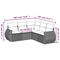 vidaXL Salon de jardin 5 pcs avec coussins noir résine tressée pas cher