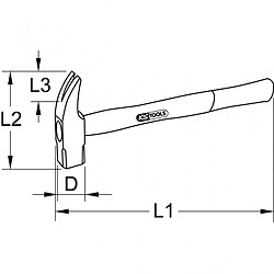 KS TOOLS 140.3030 Marteau bourgeois tête Ø24.5mm - avec manche frêne galbé