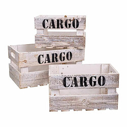 Boîtes de rangement Alexandra House Living CARGO Blanc Bois d'épicéa 24 x 19 x 38 cm 33 x 20 x 18 cm 28 x 15,5 x 17 cm 3 Pièces 