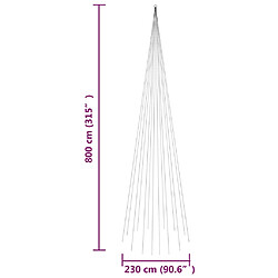 vidaXL Sapin de Noël sur mât de drapeau 1134 LED Bleues 800 cm pas cher