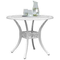 Avis vidaXL Table de jardin blanc Ø90x75 cm aluminium coulé