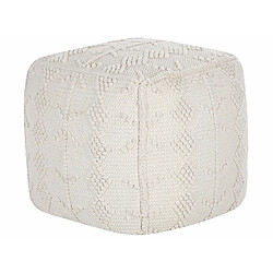 Beliani Pouf en coton blanc 40 x 40 cm WARANGAL 