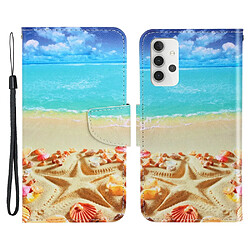 Etui en PU Impression de motifs Texture croisée avec support plage pour votre Samsung Galaxy A32 4G (EU Version)