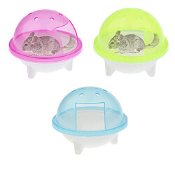 2 Pcs Salle de Bains Plastique Respirant Douche Boîte pour Hamster Chinchilla Lapin Petit Animal Compagnie Bleu + Rose