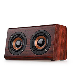 Yonis Enceinte Bluetooth Bois Double Horns Son Surround 8H Autonomie Enceinte Bluetooth Bois Double Cornes 3W Son Stéréo Micro Intégré Autonomie 8H Marron YONIS