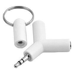 Wewoo Mini en forme de Y 3.5mm mâle à double 3.5mm femelle Jack Audio Adaptateur casque Connecteur Keychain Blanc