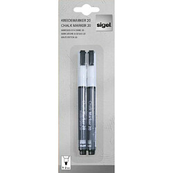 Sigel Artverum Marqueurs à craie liquide effaçable 20 Pointe ogive 1-2 mm Blanc