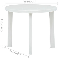 Acheter vidaXL Table de jardin Blanc 89 cm Plastique