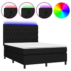 vidaXL Sommier à lattes de lit et matelas et LED Noir 140x190 cm Tissu