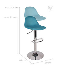 Rendez Vous Deco Chaise de bar Pavo en velours bleu 60/82 cm (lot de 2)