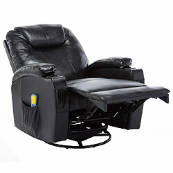 Maison Chic Fauteuil à bascule de massage,Fauteuil pour relax Noir Similicuir -MN23814 pas cher