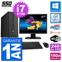 PC Tour HP EliteDesk 800 G2 Ecran 27" i7-6700 RAM 16Go SSD 240Go Windows 10 Wifi · Occasion 