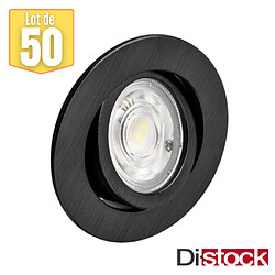 BRAYTRON Lot de 50 spots LED encastrables 3en1 rond noir 7W IP20