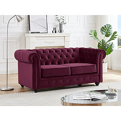 Vente-Unique Canapé 2 places velours pourpre CHESTERFIELD