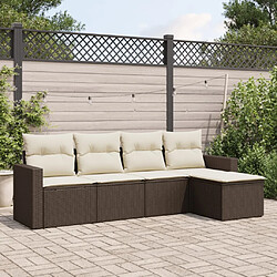 Maison Chic Salon de jardin avec coussins 5 pcs, Ensemble Tables et chaises de jardin,, Ensemble Tables et chaises de jardin, marron résine tressée -GKD926497