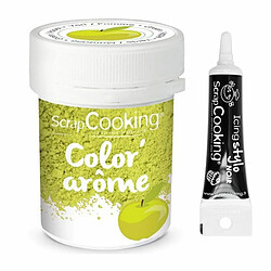 Scrapcooking Colorant alimentaire vert arôme pomme 10 g + Stylo glaçage noir