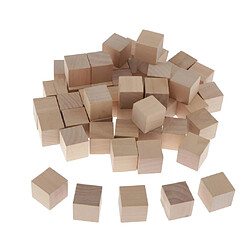 Cubes de Construction jeux de construction bois Lot de 50pcs Cube Bois Naturels Boiseries Artisanat Blocs Carrés DIY Peinture pour Tampons, Loisirs Créatifs