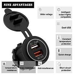 Acheter Wewoo Chargeur Universal Car QC3.0 Dual Port USB Adaptateur de prise de courant 5V 2.4A IP66 avec câble de 60cm lumière blanche