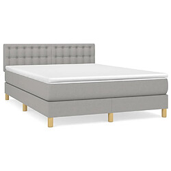 vidaXL Sommier à lattes de lit avec matelas Gris clair 140x200cm Tissu