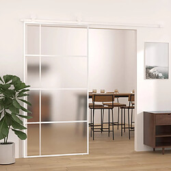 vidaXL Porte coulissante Verre ESG dépoli aluminium 102,5x205 cm Blanc 