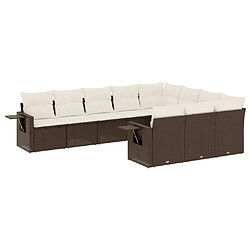 Maison Chic Salon de jardin 10 pcs avec coussins, Ensemble Tables et chaises d'extérieur marron résine tressée -GKD252294