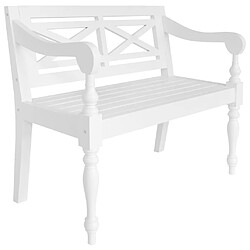 vidaXL Banc Batavia 98 cm Bois d'acajou massif Blanc