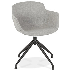 Alterego Chaise design avec accoudoirs 'SWAN' en tissu gris