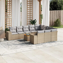 Maison Chic Salon de jardin 11 pcs avec coussins, Ensemble Tables et chaises d'extérieur beige résine tressée -GKD250667