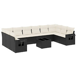 Maison Chic Salon de jardin 11 pcs avec coussins | Ensemble de Table et chaises | Mobilier d'Extérieur noir résine tressée -GKD13431