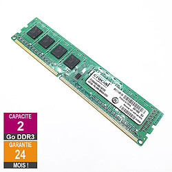Barrette Mémoire 2Go RAM DDR3 Crucial CT25664BA160B.C8FER2 DIMM PC3-12800U 1Rx8 - Reconditionné