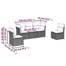 Avis vidaXL Salon de jardin avec coussins 5 pcs marron résine tressée