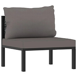 vidaXL Canapé central sectionnel et coussin Résine tressée Anthracite 