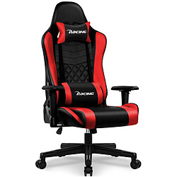 Lexzurn Chaise Gaming Ergonomique avec Inclinable 90° à 170°,Hauteur et Coussins Réglables Fauteuil Gaming Châssis de l'Assise en Métal Revêtement Similicuir Charge 150kg Roulettes Silencieuses