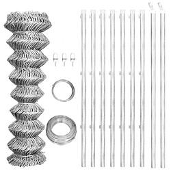 vidaXL Clôture à mailles avec poteaux Acier galvanisé 15x1 m Argenté