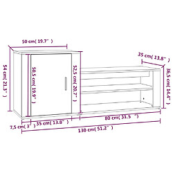 vidaXL Armoire à chaussure Blanc brillant 130x35x54 cm Bois ingénierie pas cher