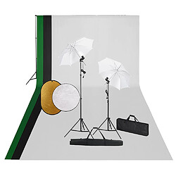 vidaXL Kit de studio photo avec lampes toile de fond et réflecteur 