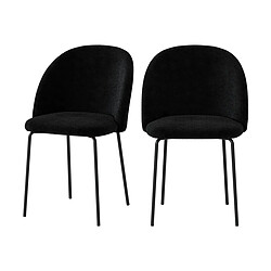 Rendez Vous Deco Chaise Karl en tissu bouclé noir (lot de 2) 