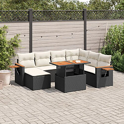 vidaXL Salon de jardin 8 pcs avec coussins noir résine tressée