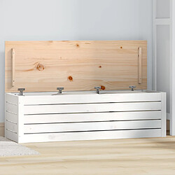 vidaXL Boîte de rangement Blanc 109x36,5x33 cm Bois massif de pin