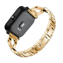 Wewoo Bracelet pour montre connectée en acier inoxydable serti de diamants forme de X de diamantspour Amazfit 20mm Or